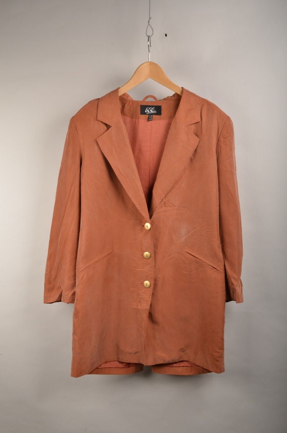 Vintage silk blazer, vintage long blazer ,90s blazer,suede jacket,wool jacket, oversized blazer