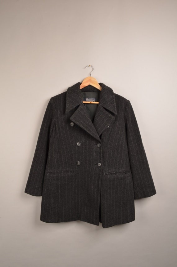 Vintage max mara gray coat, vintage coat, tartan, tre… - Gem