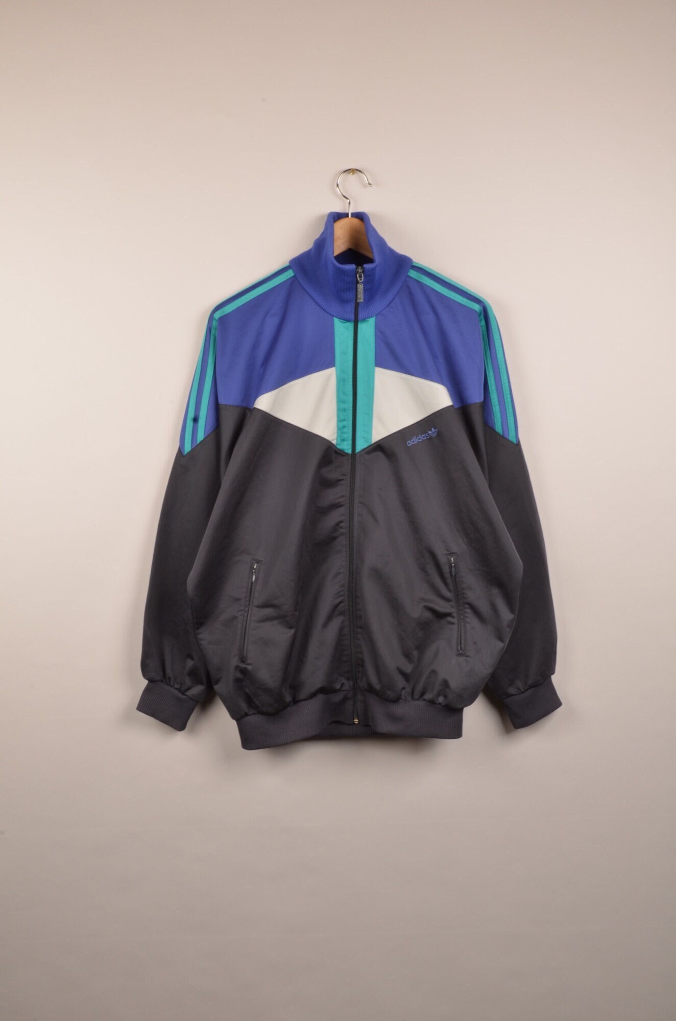 Vintage Adidas Gray Track Jacket Size L Adidas Windbreaker - Etsy