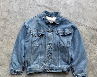 Vintage Denim Mustang Jacket Size XL Lined With Wool | Blue