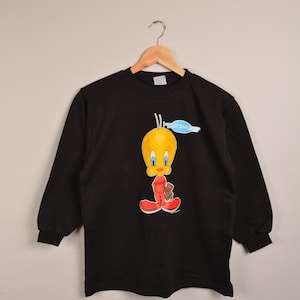 vintage looney tunes tweety crewneck, warner bros tee, tasmanian devil,cartoons crewneck, looney tunes, XL