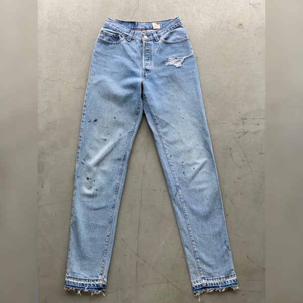 Vintage Levi's 501 light blue pants , high waist vintage levis distressed pants,vintage levi's 501 women jeans, vtg levis pants