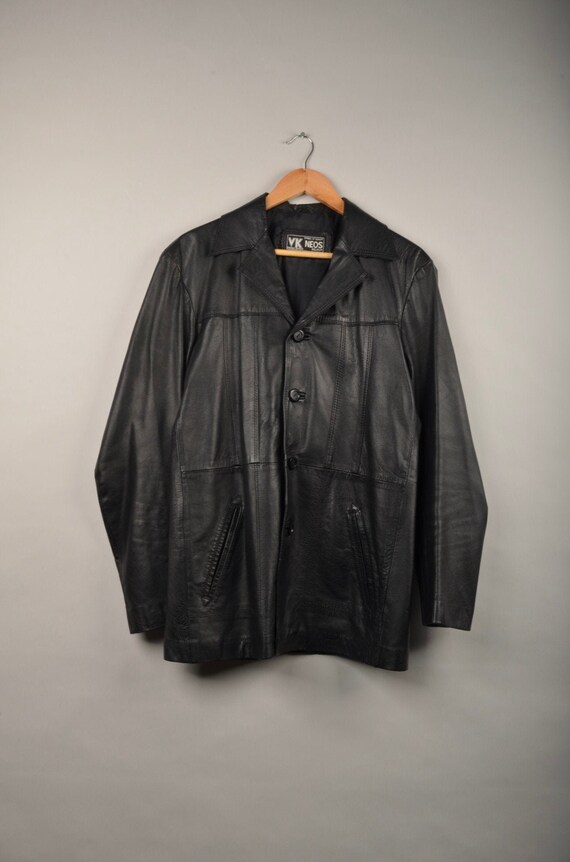 vintage 70s black blazer,vtg 70s jacket,leather ja