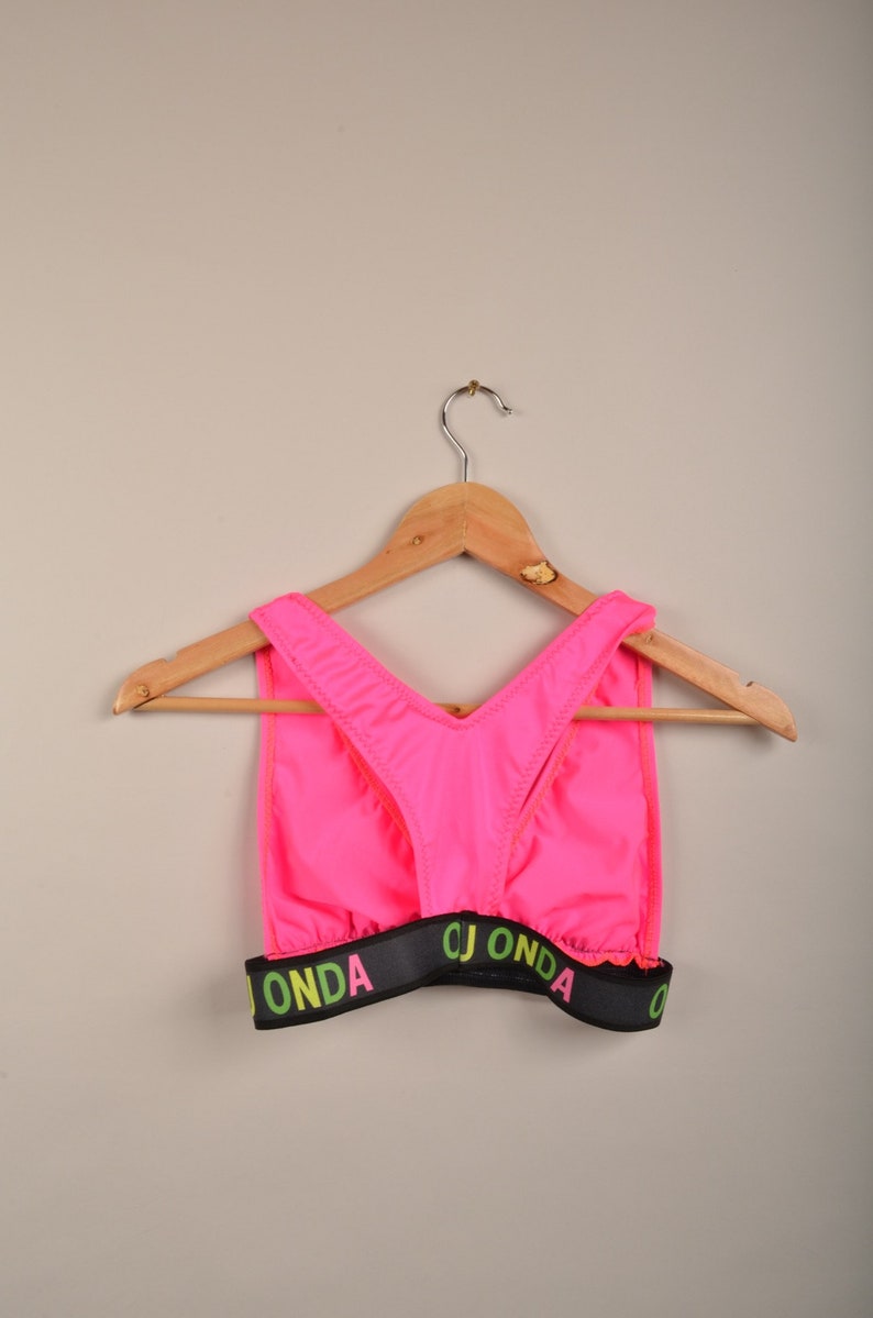 Lycro Neon Pink Bikini Top, Vintage Bikini Top, Vintage Top, Neon Pink ...