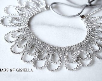 Prom gift - Statement choker, One | elegant crystal rhinestone choker necklace with suede closure. Gift for wedding party bride valentine