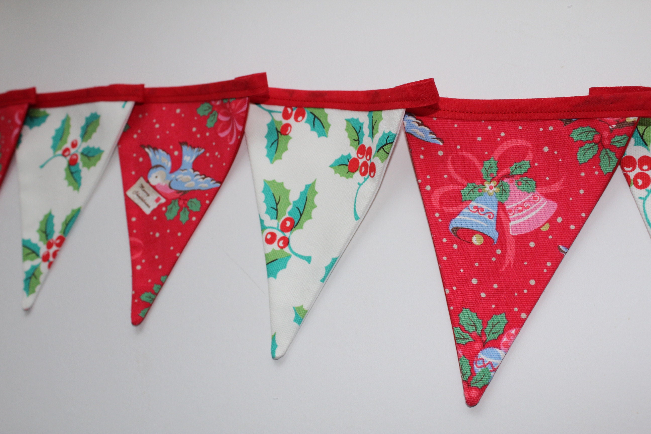 Handmade Cath Kidston Christmas Bunting Robin Xmas Decoration Banner