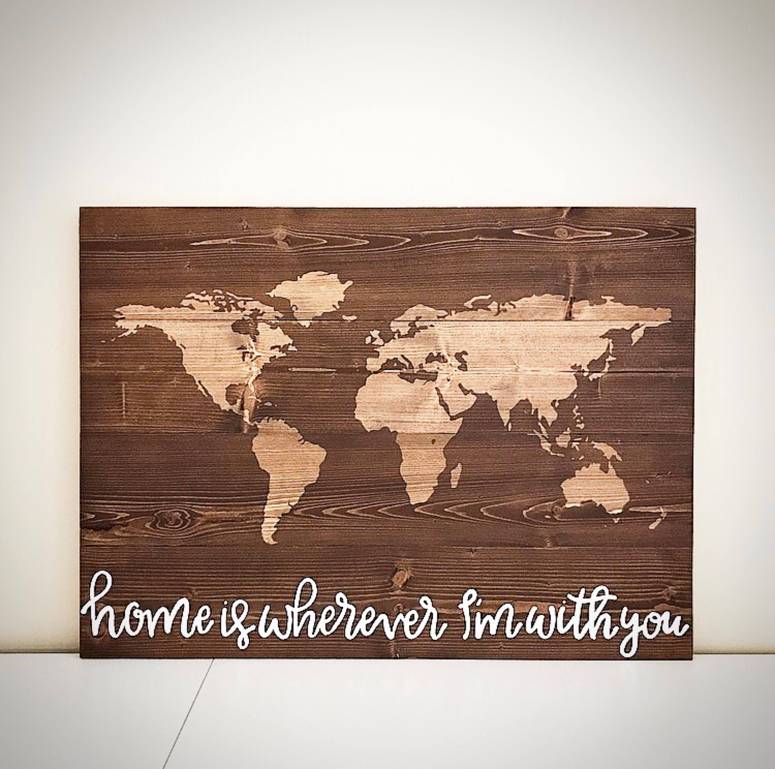 Custom Wood World Map 22x30 Rustic Wooden World Map Sign Etsy