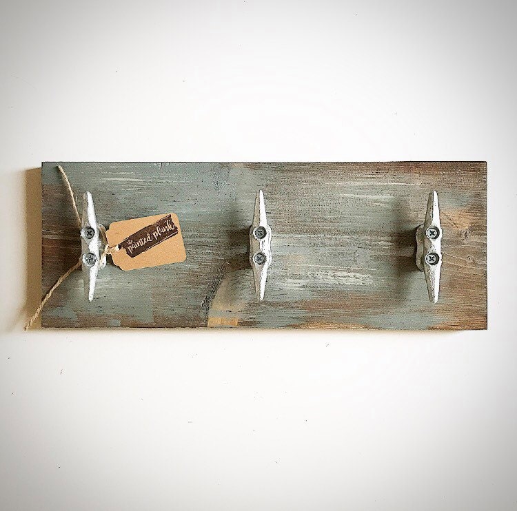 Boat Cleat Towel Rack Blue Slate Wall Hooks Key Holder Etsy