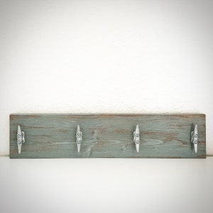 Boat Cleat Towel Rack - Blue Slate - Wall Hooks - Key Holder Hooks - Coastal Home Decor