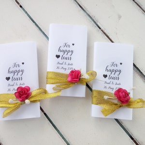 Happy tears tissues, Tears of joy packs, Tissue pack, Gold happy tears handkerchief, Happy tears wedding favors, Custom wedding ceremony