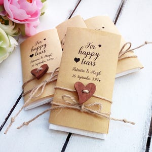 Bomboniere lacrime felici, Confezioni lacrime di gioia, Tessuto personalizzato per cerimonia nuziale, Arredamento da sposa rustico, Bomboniere personalizzate
