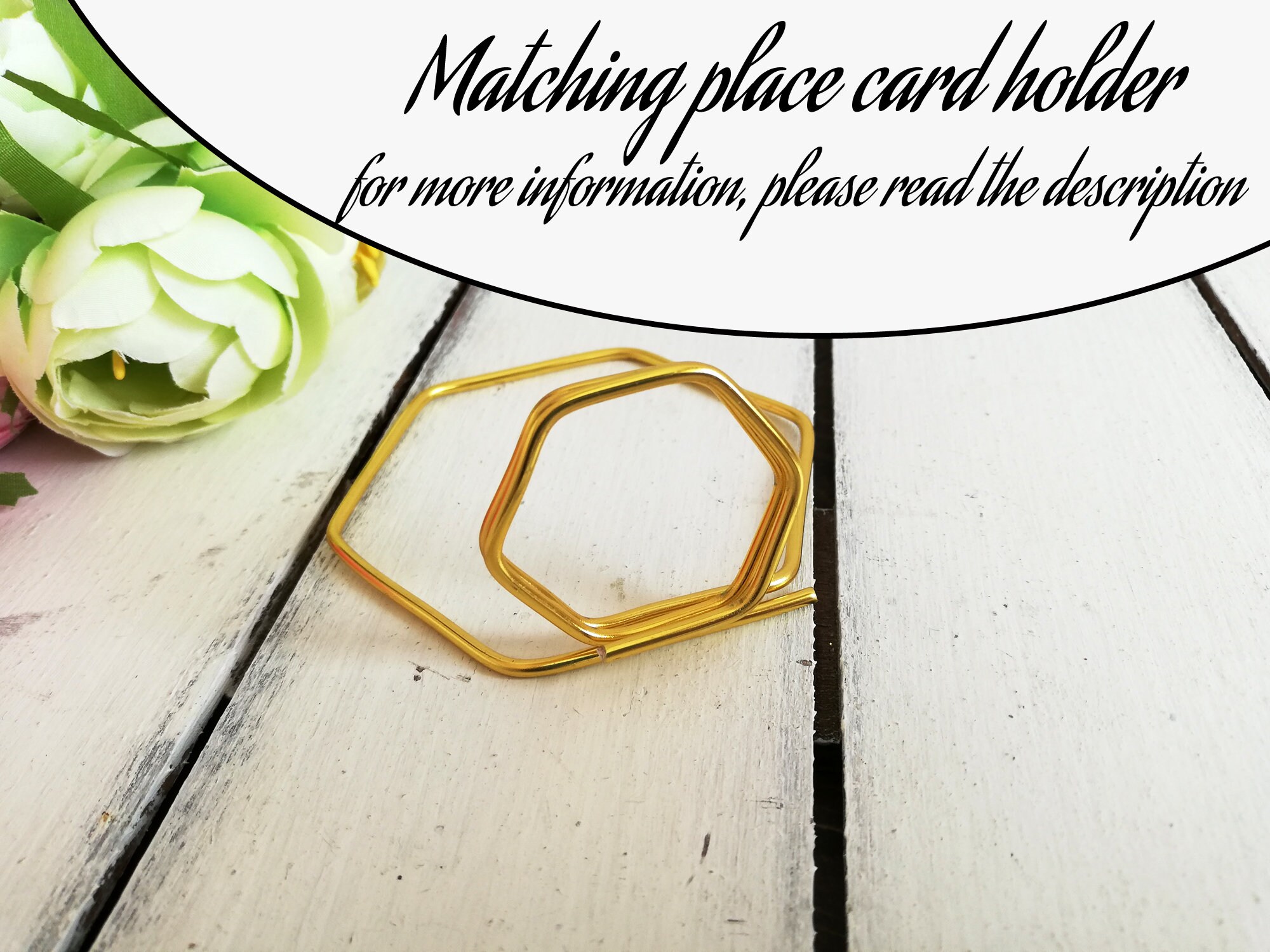 Gold Table Number Holders Polygon Hexagon Menu Stand Boho Etsy