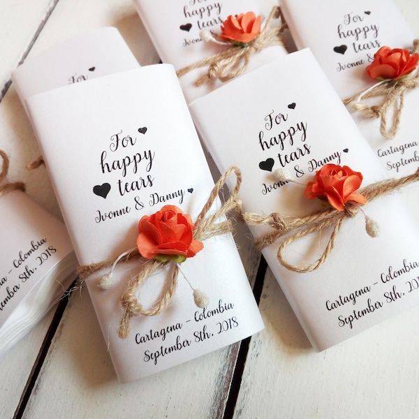 Happy tears tissue pack, Wedding tears of joy packs, Personalized ceremony hankies, Handkerchief, Hankerchief, Custom, For your happy tears