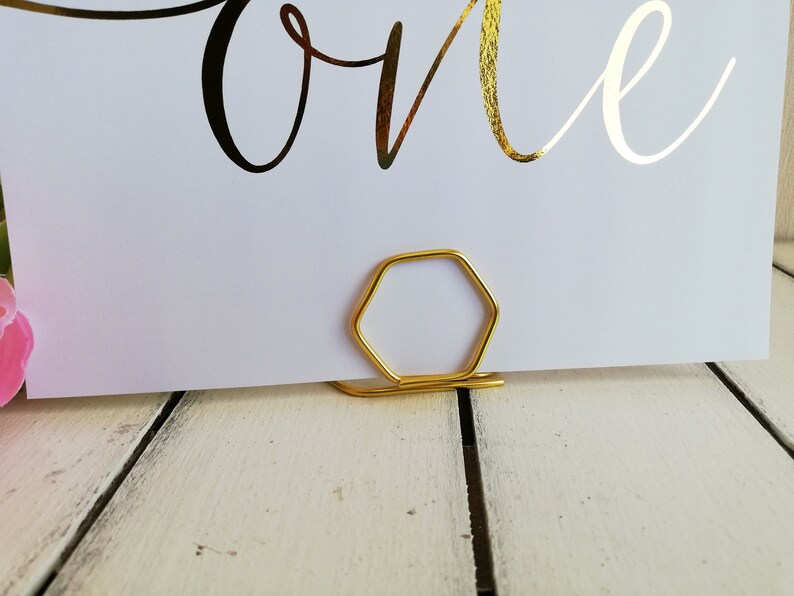 Gold Table Number Holders Polygon Hexagon Menu Stand Boho Etsy Norway
