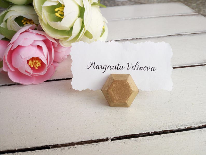 Diamond geometric wedding place card holder Modern boho place Etsy