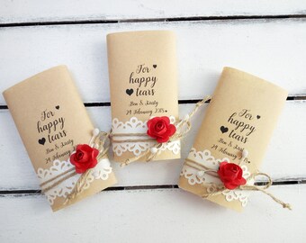 Rustic style happy tears tissue pack, Custom tears of joy packs, Wedding favor for your happy tears handkerchief, Happy tears hankerchief