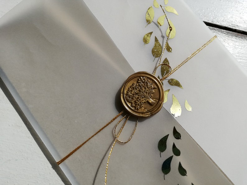 Gold foil vellum wrap Vellum jackets Wedding invitation Etsy