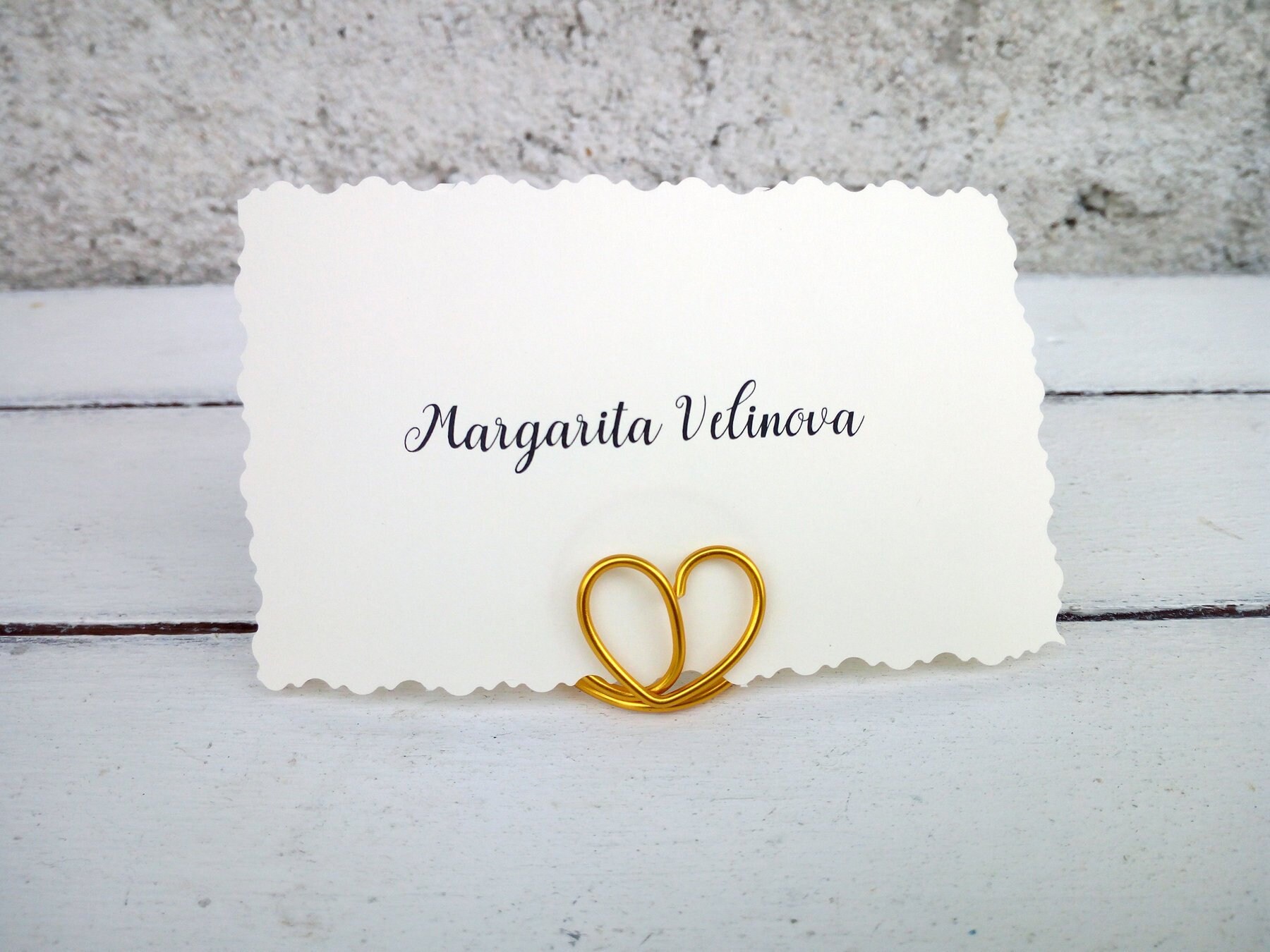 Heart Place Card Holder Gold Escort Card Holders Silver Etsy