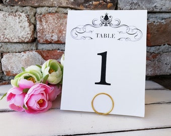 Round table number holder, Elegant menu stand, Number card hold, Reception event decor, Special party decor, Gold, Silver, Black, Copper