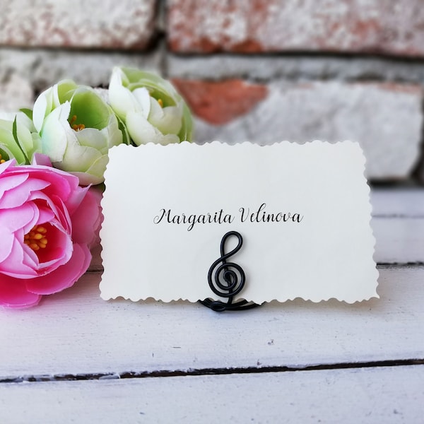 Clef place card holder, Escort card holder, Wedding name card holder, Special event decor, Gold, Silver, Black, Copper, Musical note favor