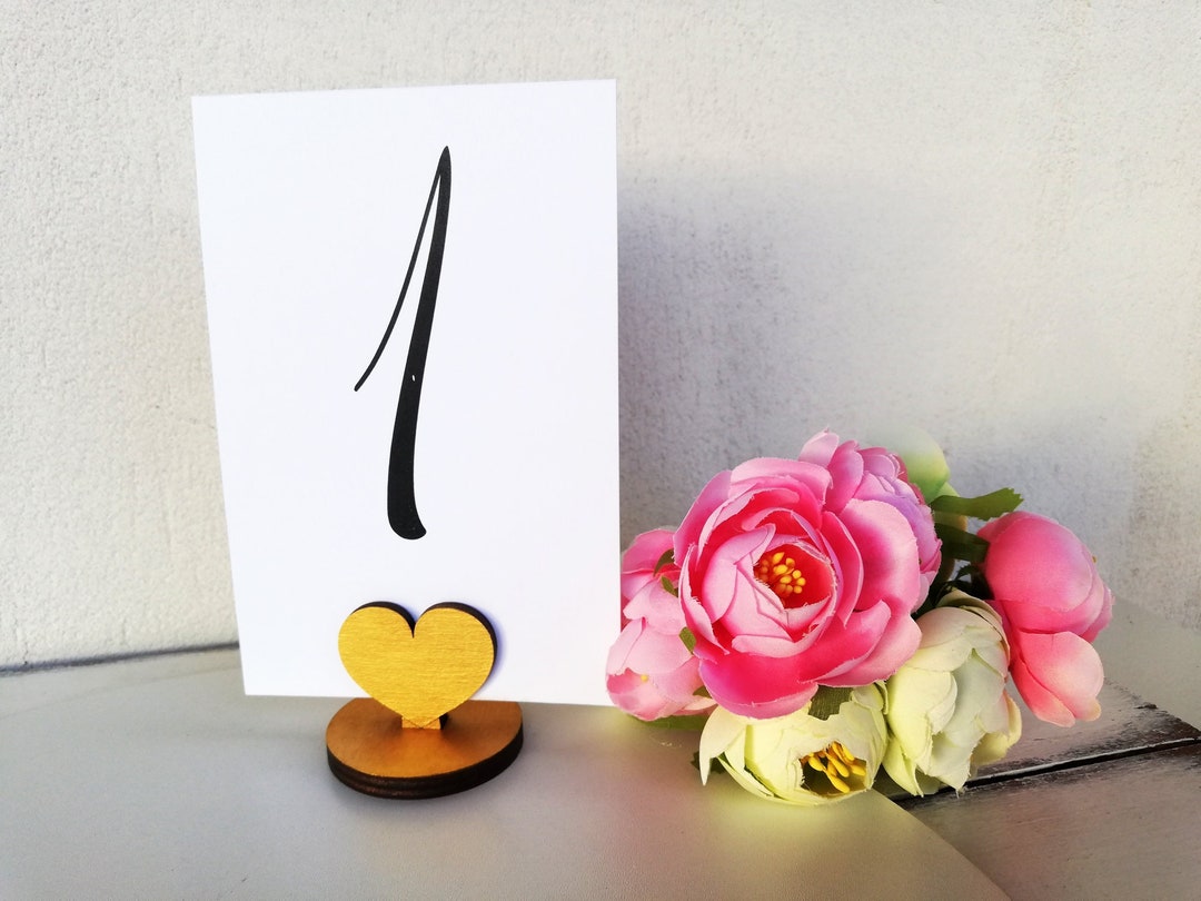 Table Number Holder Stand Heart Table Number Holders Gold Etsy