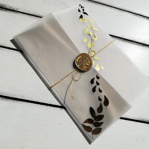 Gold foil vellum wrap, Vellum jackets, Wedding invitation vellum wrap, Silver foiled invitation vellum, wrap, 5 x 7, Wedding Supplies