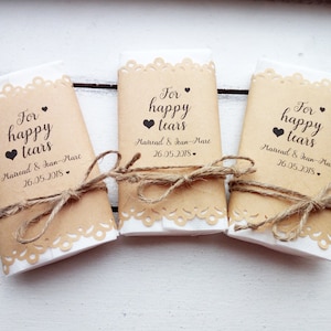 Happy tears tissue pack, For your happy tears, Tears of joy packs, Custom happy tears handkerchief, Happy tears hankerchief, Wedding favor