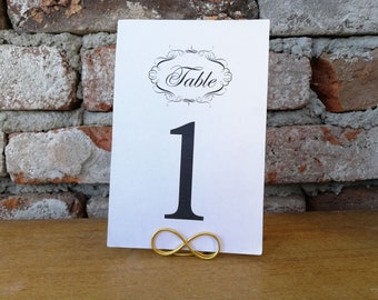 Infinity table number holder, Gold table number holder, Wedding table centerpieces, Menu stand, Cards stands, Number card holder, Reception