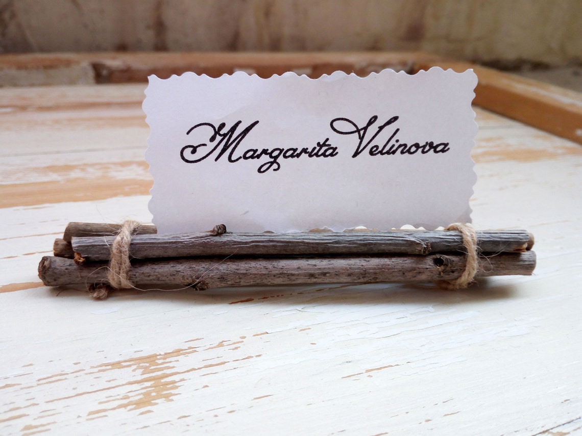 Wood Place Card Holder Wooden Name Tag Holder Rustic Wedding Etsy