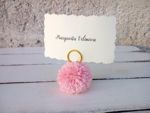 Pom pom place card holder Custom color pom pom Escort card