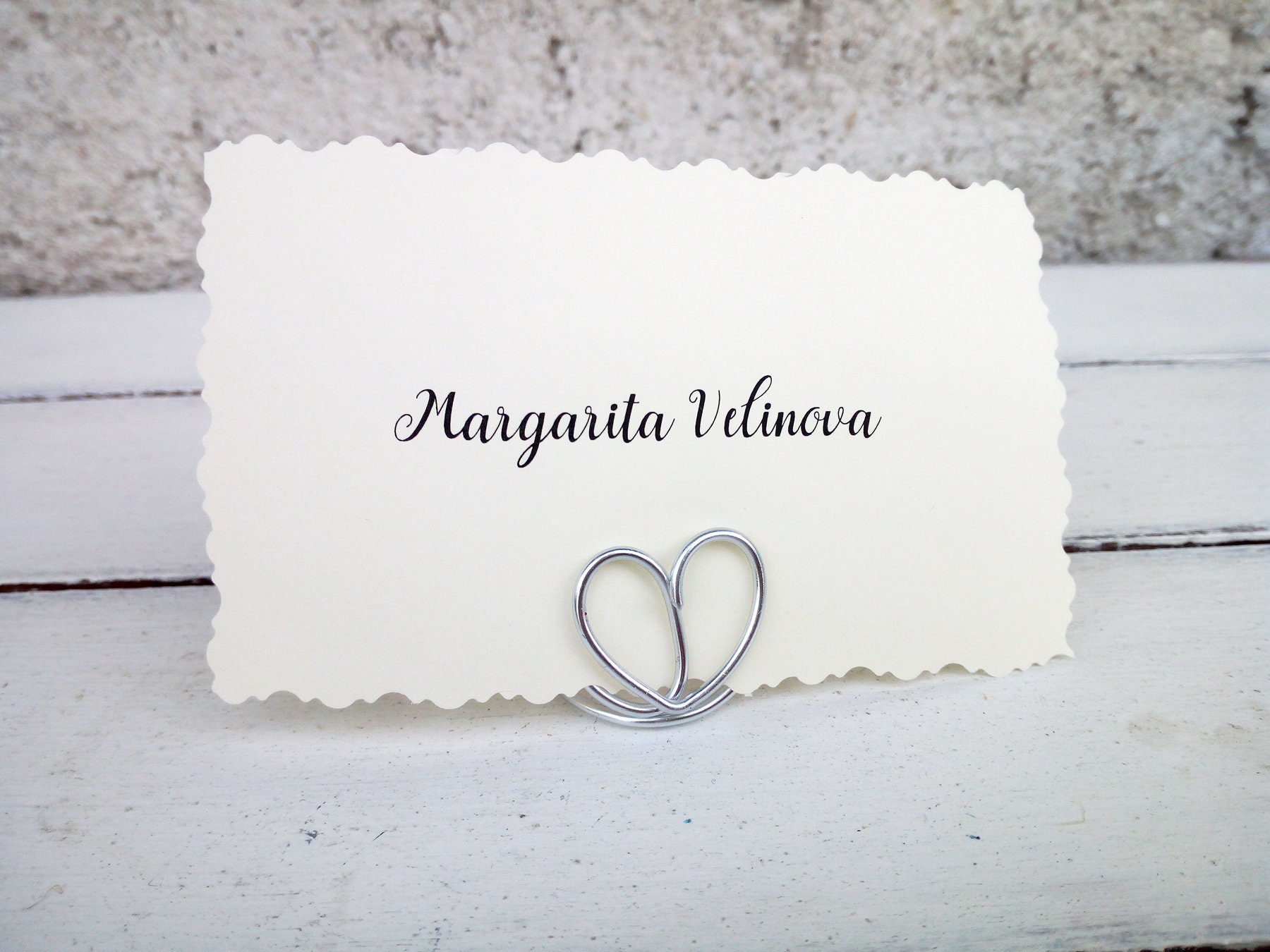 Heart Place Card Holder Gold Escort Card Holders Silver Etsy