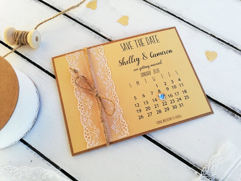 Save the date cards, Wedding invitations, Save the date cards and envelopes, Rustic save the date no picture, Wedding invite, Custom, Lace image 1