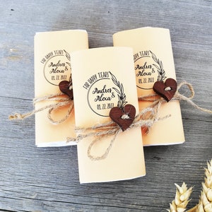 thumbnail image 2 of Rustic Wedding Tissues – “Your Happy Tears” Tissue Pack – Gold Kraft Favors For Guests 2 of 10