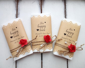 Happy Tears tissu Pack des faveurs de mariage, mouchoir de larmes heureux personnalisé, Happy Tears mouchoir, mouchoirs de cérémonie de mariage personnalisé