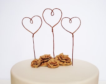 Heart Cake Toppers for Wedding, Love Cake Topper, Romantic Wedding Cake Topper, Cake Decor, Rustic Cake Topper, Wedding Favor, Cake Banner