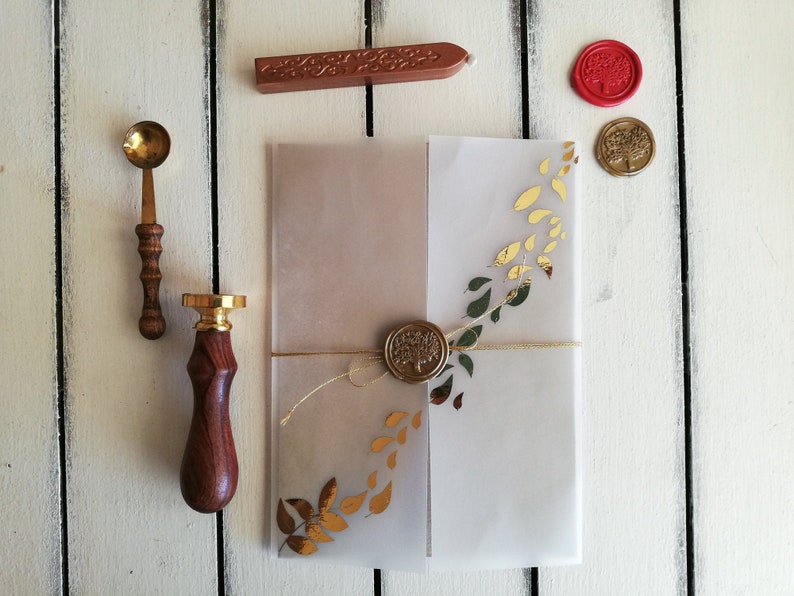 Gold foil vellum wrap Vellum jackets Wedding invitation Etsy