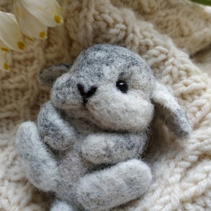 Easter bunny Felted Brooch cute Bunny Needle Felting Rabbit Wool Bunny Jewelry Needle Felted Brooch Rabbit Cute Gift Brooch Bunny image 3