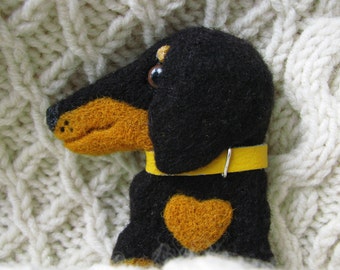 Dachshund Handmade Felt Brooch Made to Order Needle Felting Dog Jewelry Needle Felted Brooch Dachshund Cute Handmade Felt Brooch Dachshund