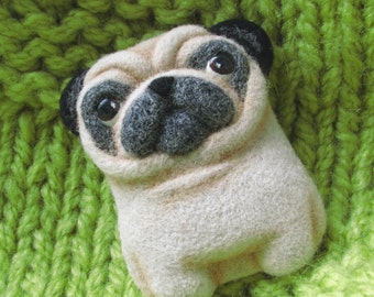 Pug Handmade Felt Brooch Made to Order Pug Needle Felting Dog Wool Jewelry Needle Felted Brooch Puppy Felted Cutest Gift Handmade Brooch Pug