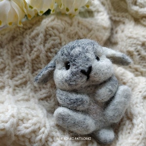 Easter bunny Felted Brooch cute Bunny Needle Felting Rabbit Wool Bunny Jewelry Needle Felted Brooch Rabbit Cute Gift Brooch Bunny image 6