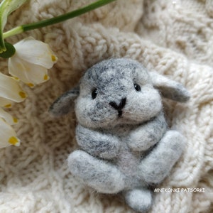 Easter bunny Felted Brooch cute Bunny Needle Felting Rabbit Wool Bunny Jewelry Needle Felted Brooch Rabbit Cute Gift Brooch Bunny image 4