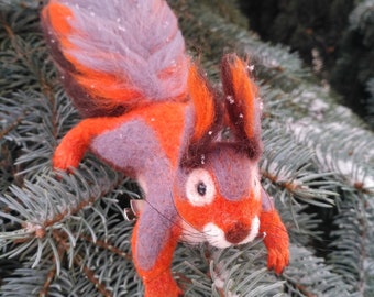 Felt Squirrel Roxy Needle felted Brooch Orange Wool Handmade Felt Toy New Year Tree Squirrel birthday Gift Cute Wool Jewelry felt animal