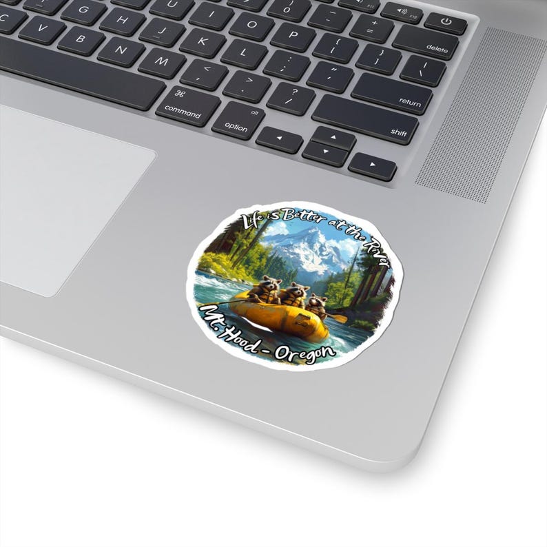 River Raft Sticker Raccoons Rafting Mt. Hood Oregon Sticker - Life is Better on the River ...