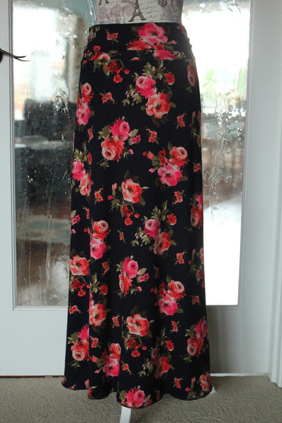 navy and pink floral maxi dress