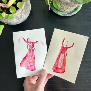 Acheter / Lot de 2 cartes de voeux aquarelles peintes à la main / Danseurs arméniens