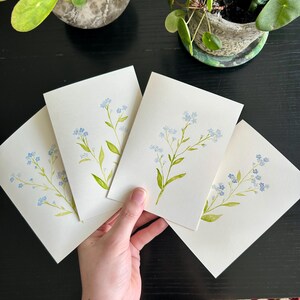 Forget-me-nots / Set of 4 Handpainted Watercolour Greeting Cards