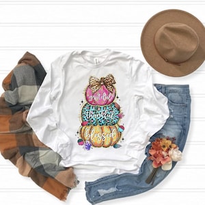 Thankful Grateful Blessed Pumpkin Glitter Shirt