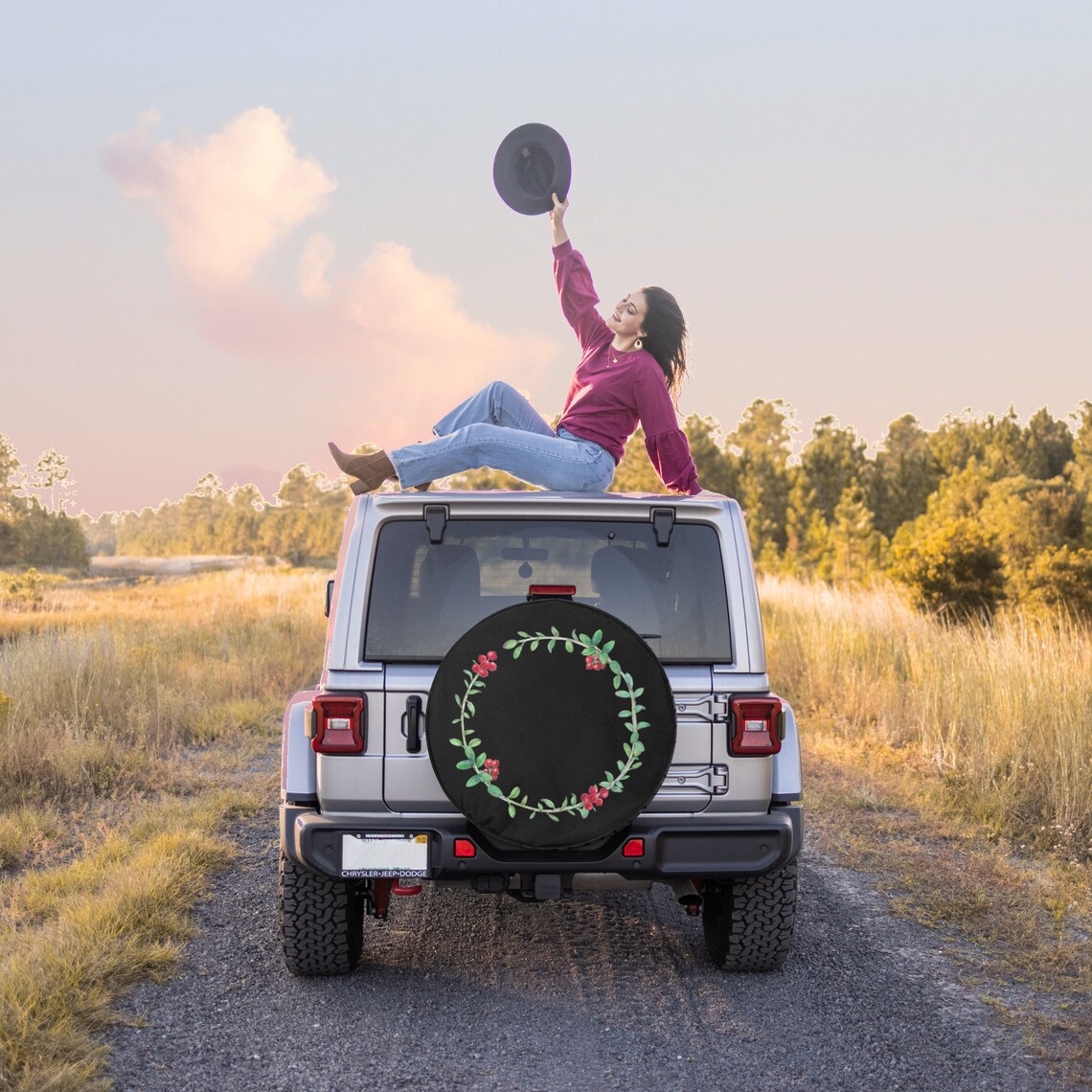 Christmas Mistletoe Wreath Spare Tire Cover for Jeep Etsy UK
