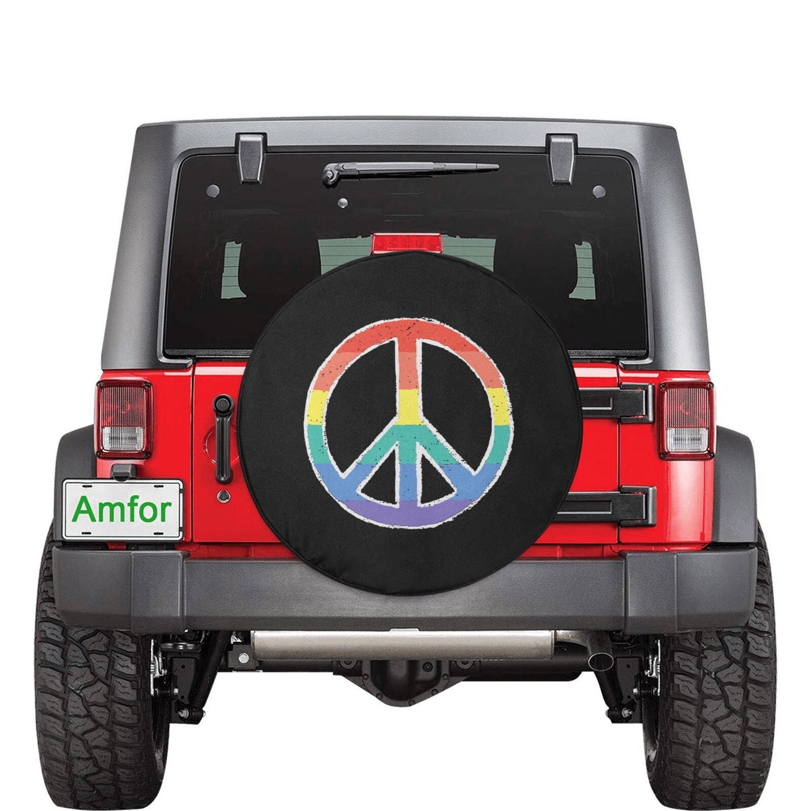 Rainbow Pride Peace Sign Jeep Tire Cover Etsy