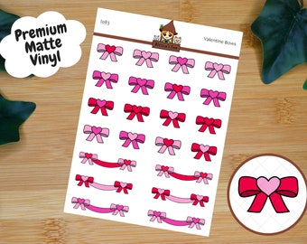 Valentine Heart Bows and Banners Icon Planner Stickers